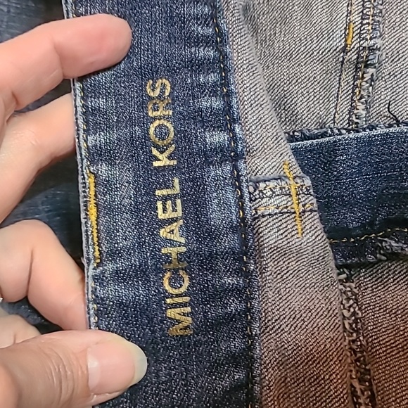 Michael Kors Skirt Women's 12 Stretch A-Line Pocket Button Zip Knee Length Denim - Picture 8 of 13